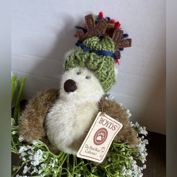 Boyds Bears knit hat and reindeer ears NWT 1988-2007 has hoop for ornament - Picture 1 of 7